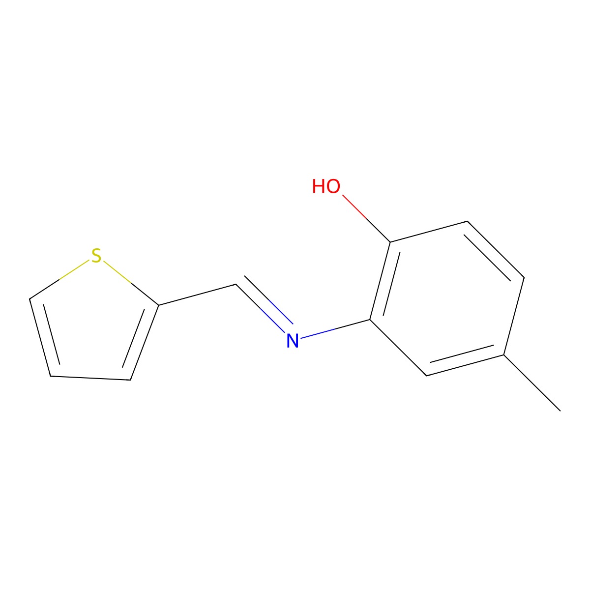 4-Methyl-2-[(2-thienylmethylene)amino]phenol molecular structure, CAS 1164508-14-8
