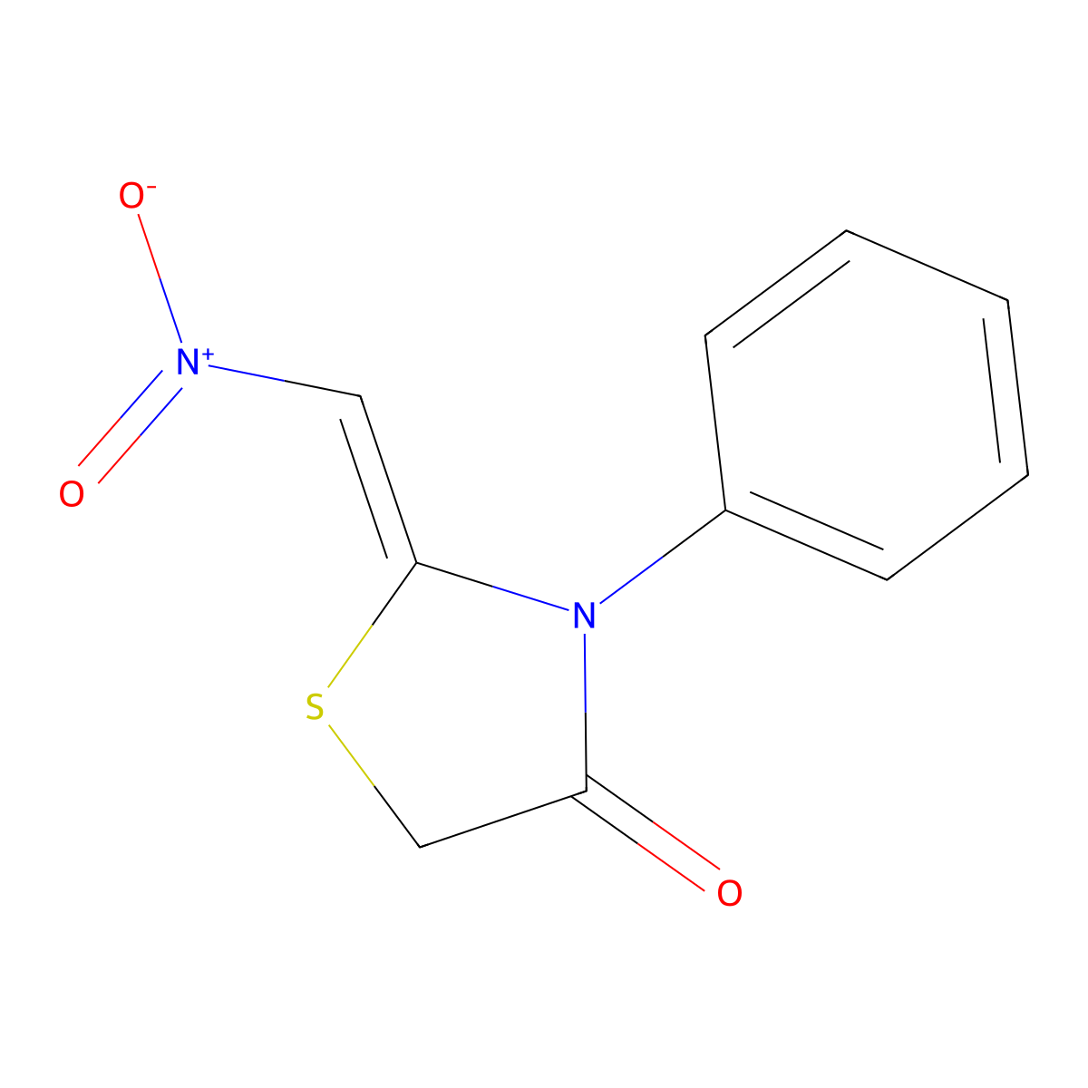 (2Z)-2-(nitromethylidene)-3-phenyl-1,3-thiazolidin-4-one molecular structure, CAS 1164508-39-7
