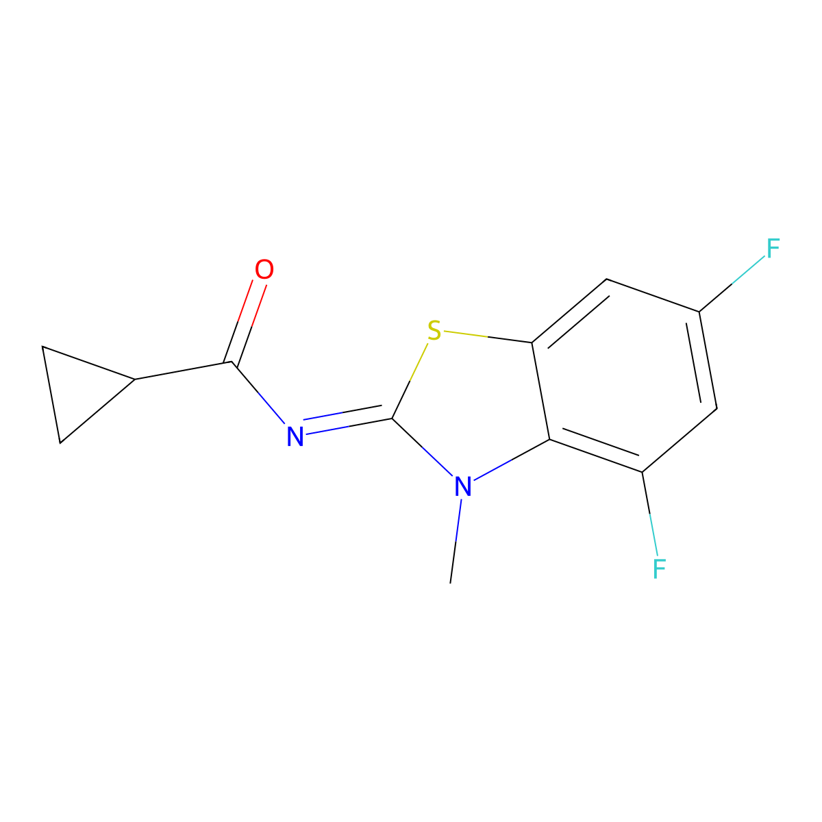 (Z)-N-(4,6-difluoro-3-methylbenzo[d]thiazol-2(3H)-ylidene)cyclopropanecarboxamide molecular structure, CAS 1164508-61-5