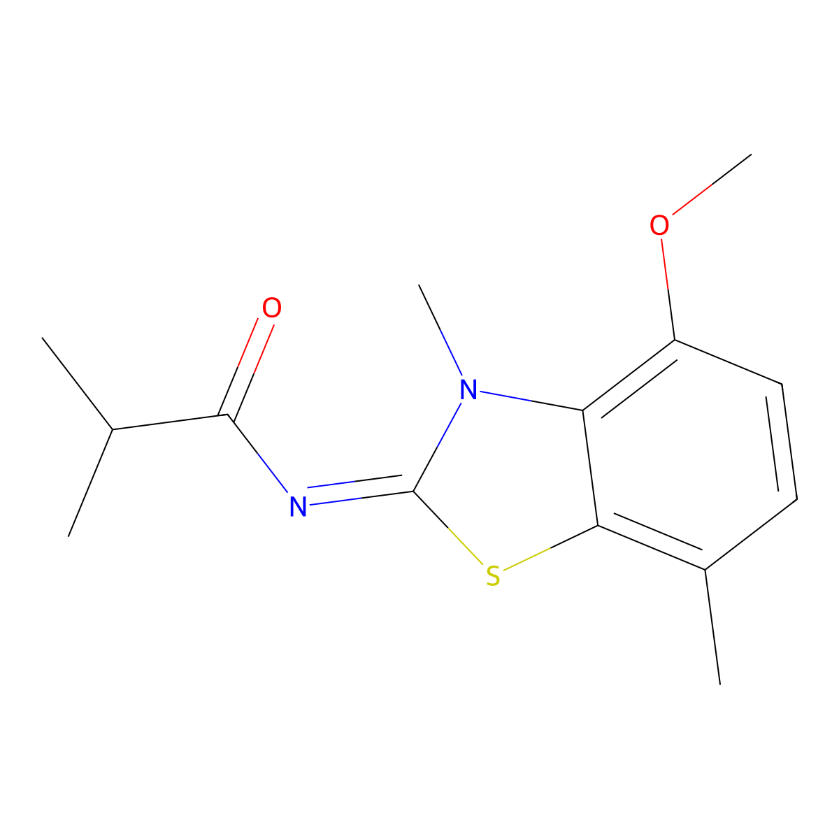 (Z)-N-(4-methoxy-3,7-dimethylbenzo[d]thiazol-2(3H)-ylidene)isobutyramide molecular structure, CAS 1164508-93-3