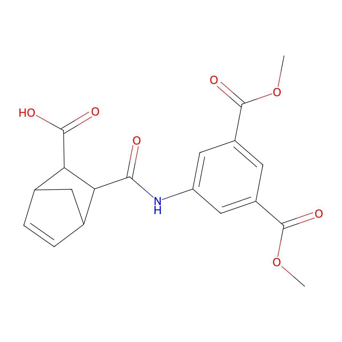 2-[[3,5-Bis(methoxycarbonyl)phenyl]carbamoyl]bicyclo[2.2.1]hept-5-ene-3-carboxylic acid molecular structure, CAS 1164509-08-3