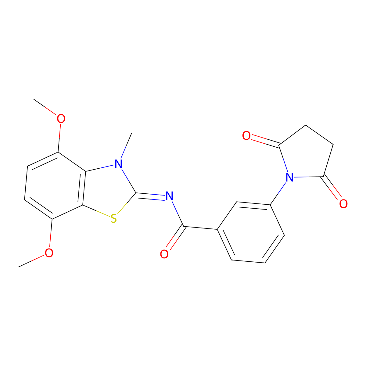 (Z)-N-(4,7-dimethoxy-3-methylbenzo[d]thiazol-2(3H)-ylidene)-3-(2,5-dioxopyrrolidin-1-yl)benzamide molecular structure, CAS 1164509-13-0