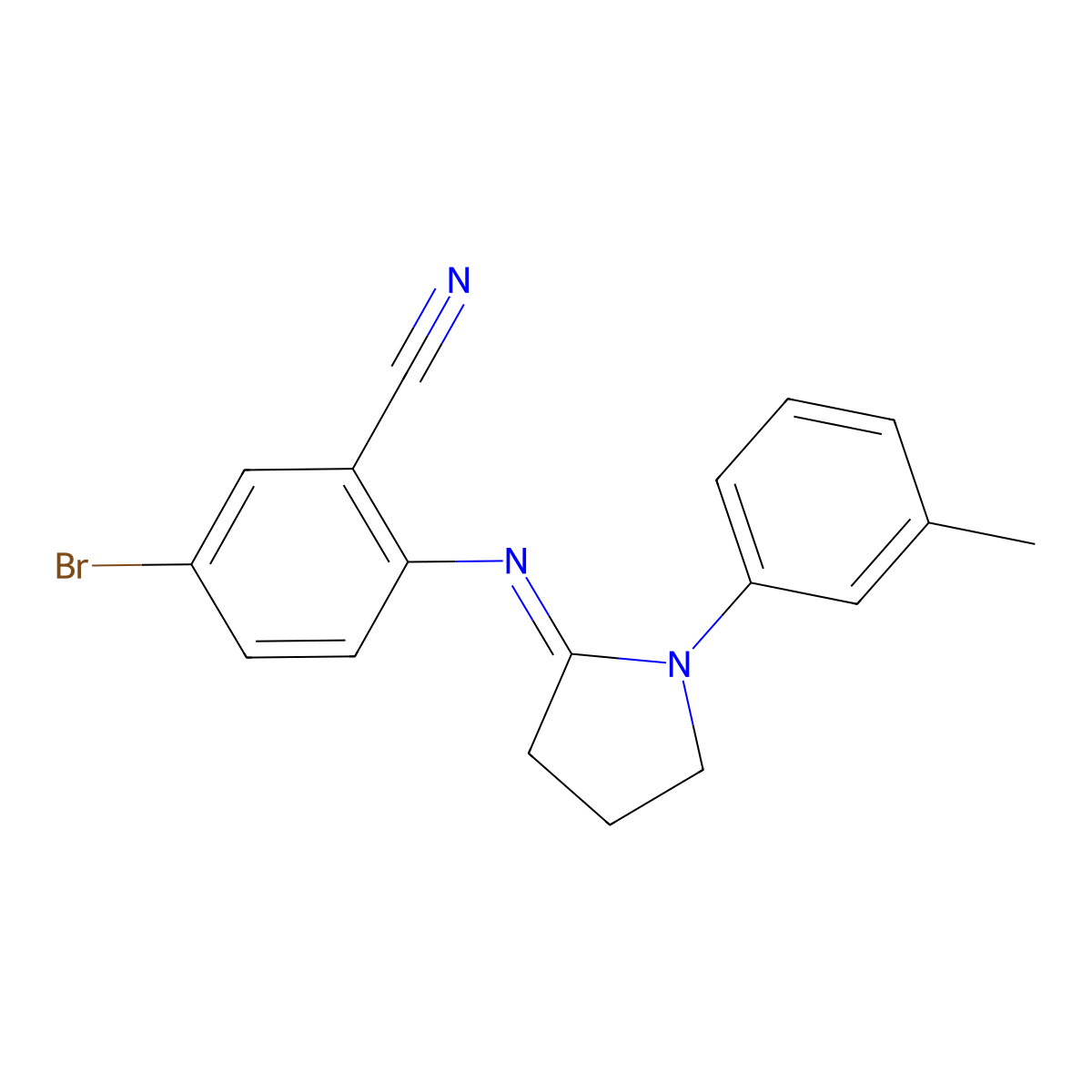 5-Bromo-2-(1-m-tolyl-pyrrolidin-2-ylideneamino)-benzonitrile molecular structure, CAS 1164512-63-3