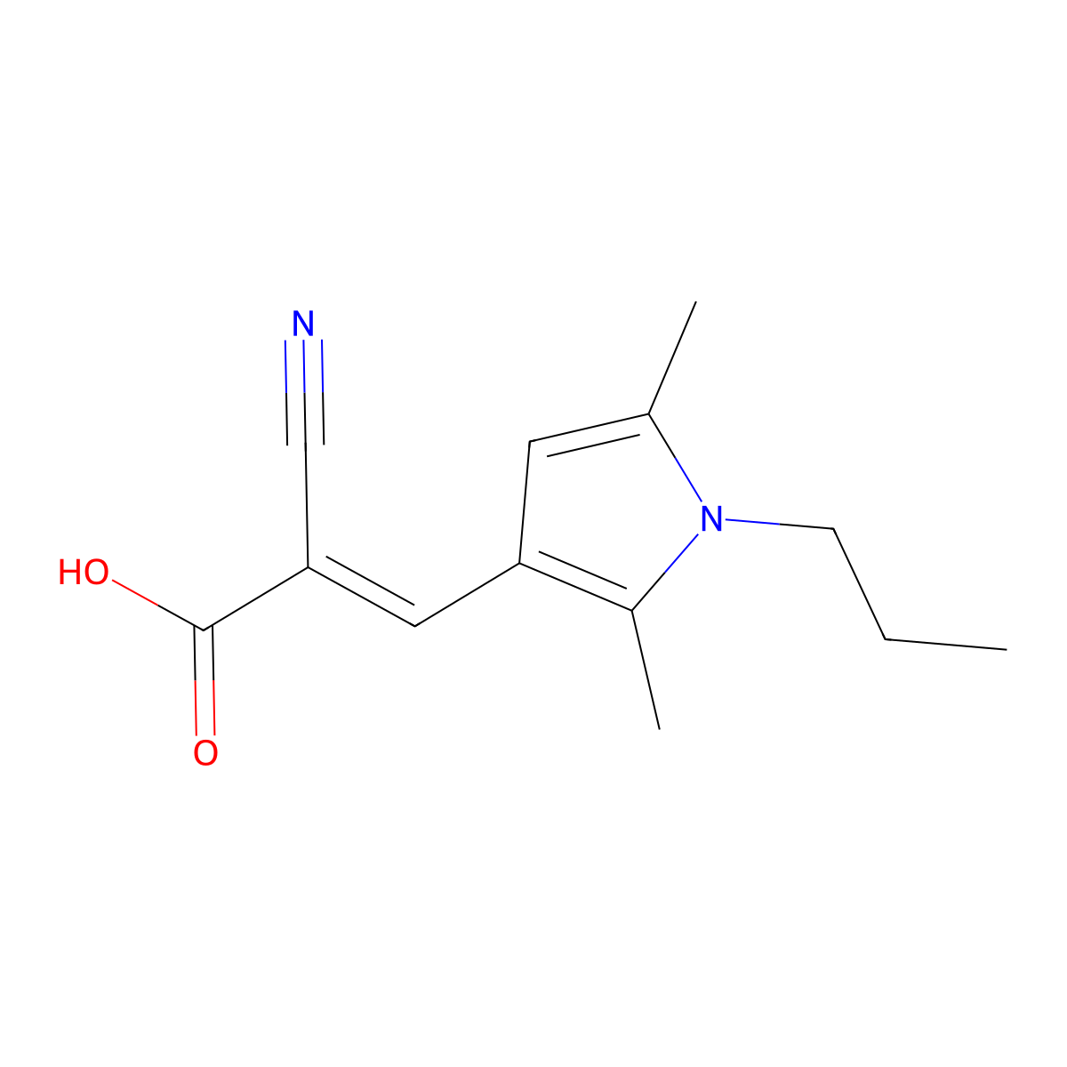 (2E)-2-cyano-3-(2,5-dimethyl-1-propyl-1H-pyrrol-3-yl)acrylic acid molecular structure, CAS 1164512-84-8