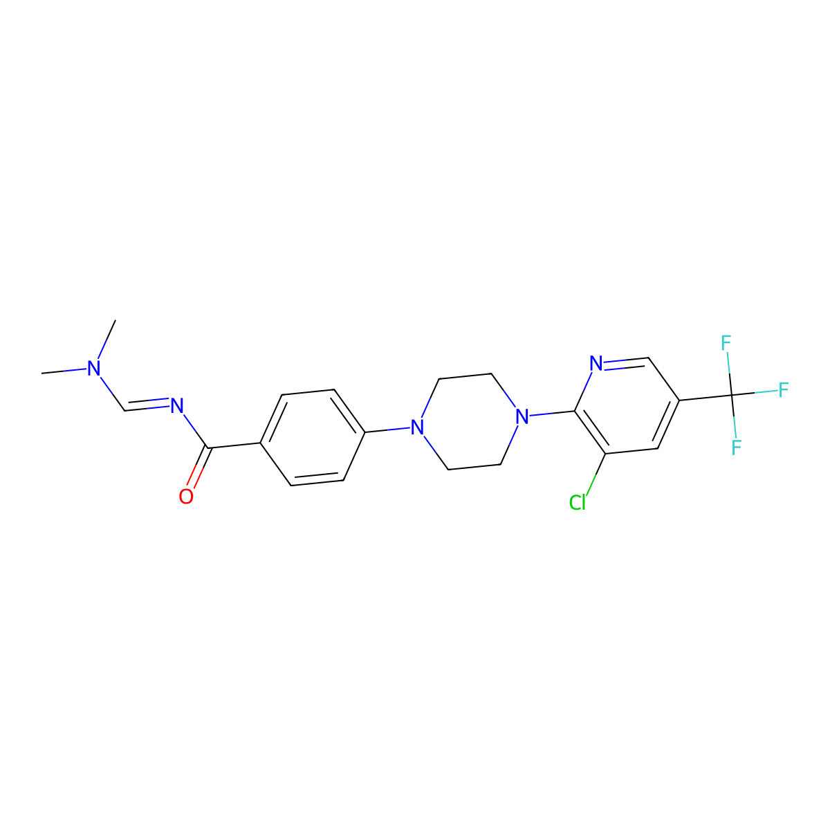 4-{4-[3-chloro-5-(trifluoromethyl)-2-pyridinyl]piperazino}-N-[(dimethylamino)methylene]benzenecarboxamide molecular structure, CAS 1164512-96-2