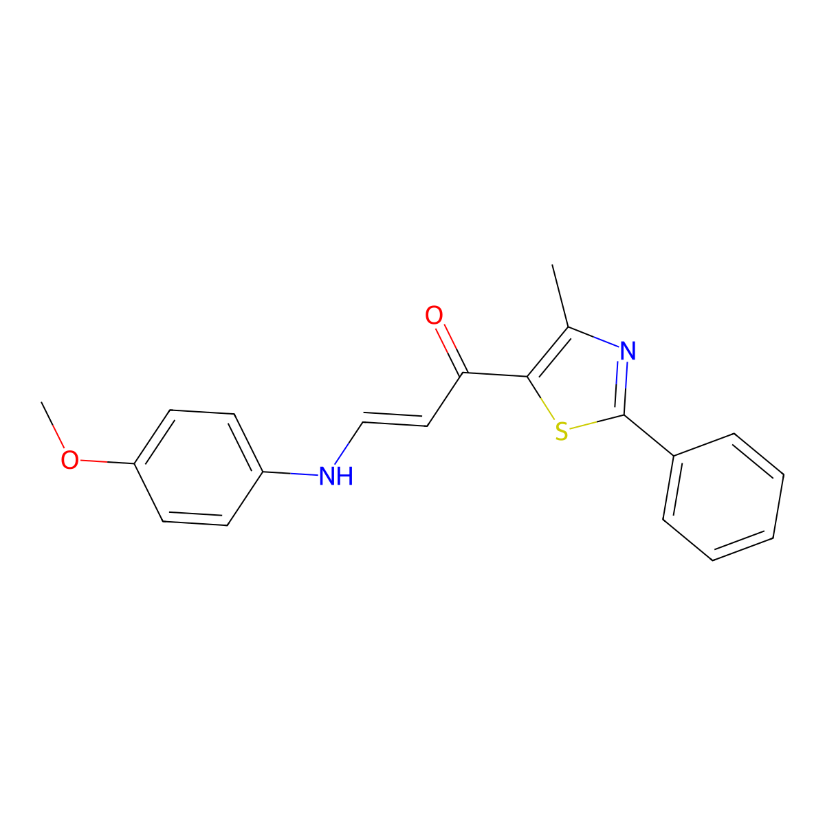 (E)-3-(4-methoxyanilino)-1-(4-methyl-2-phenyl-1,3-thiazol-5-yl)-2-propen-1-one molecular structure, CAS 1164514-31-1
