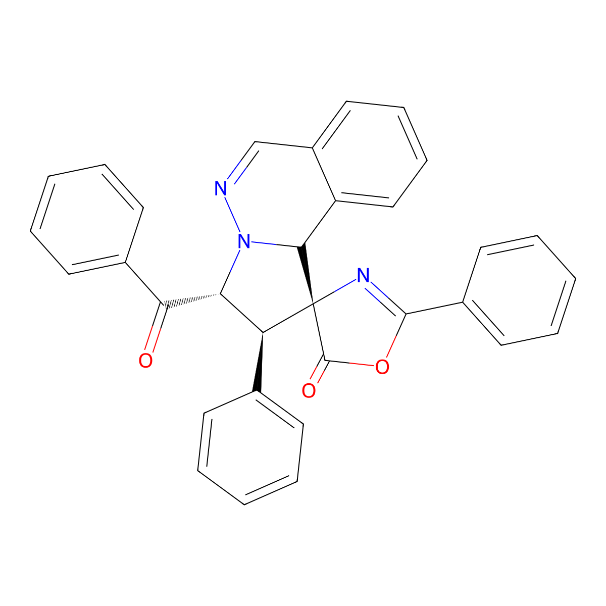 (2'S,3'R,4R)-3'-benzoyl-2,2'-diphenylspiro[1,3-oxazole-4,1'-3,10b-dihydro-2H-pyrrolo[2,1-a]phthalazine]-5-one molecular structure, CAS 1164514-32-2