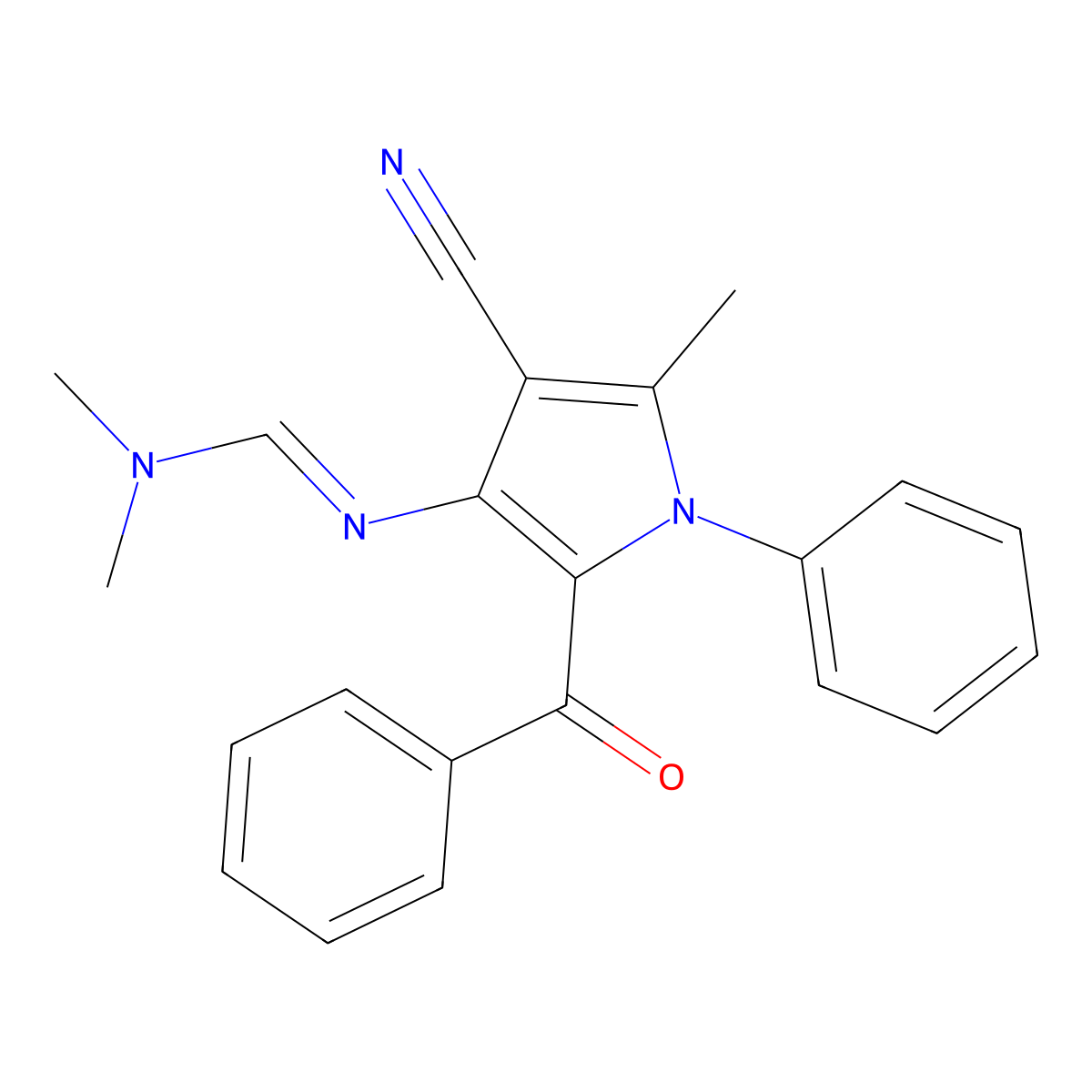 N'-[4-cyano-5-methyl-1-phenyl-2-(phenylcarbonyl)-1H-pyrrol-3-yl]-N,N-dimethylimidoformamide molecular structure, CAS 1164515-82-5