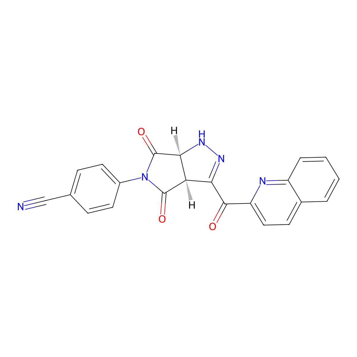 4-[(3aS,6aS)-4,6-dioxo-3-(quinolin-2-ylcarbonyl)-3a,4,6,6a-tetrahydropyrrolo[3,4-c]pyrazol-5(1H)-yl]benzonitrile molecular structure, CAS 1164515-84-7