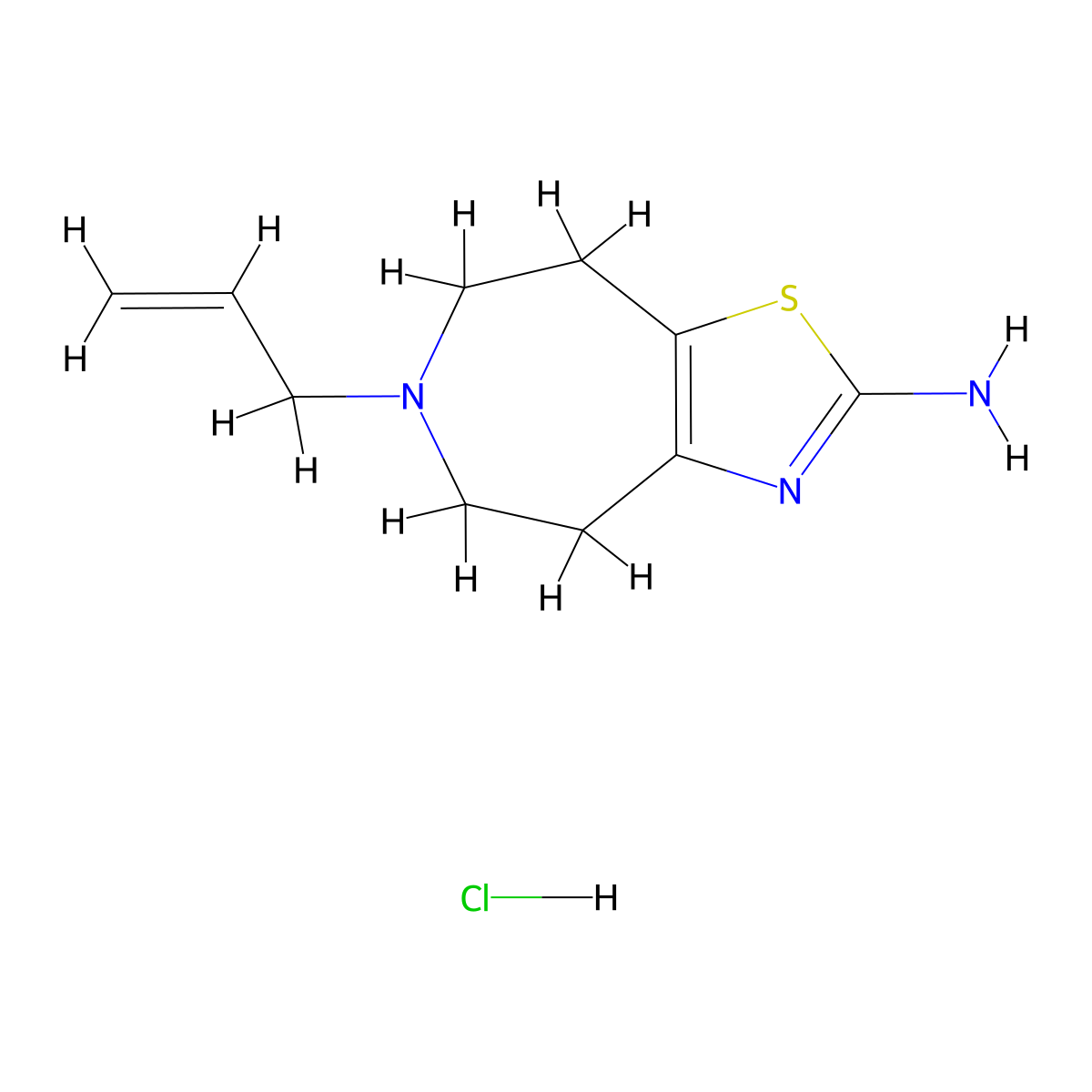 5,6,7,8-Tetrahydro-6-(2-propenyl)-4H-thiazolo[4,5-D]azepine-2-amine dihydrochloride molecular structure, CAS 1164515-97-2