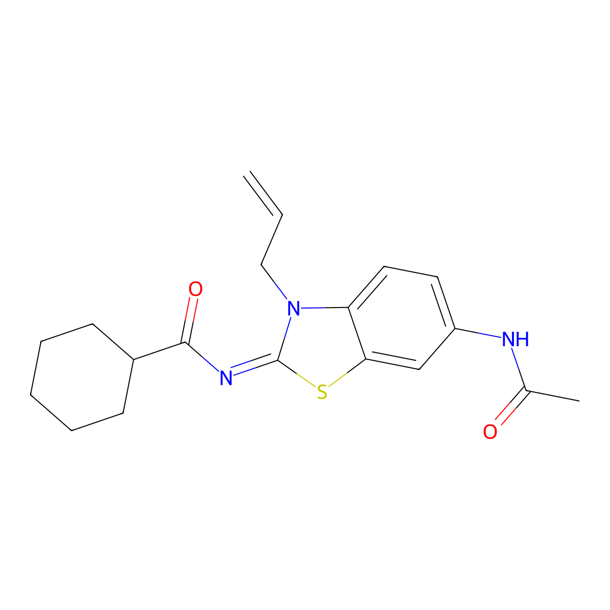 N-(6-acetamido-3-prop-2-enyl-1,3-benzothiazol-2-ylidene)cyclohexanecarboxamide molecular structure, CAS 1164516-40-8