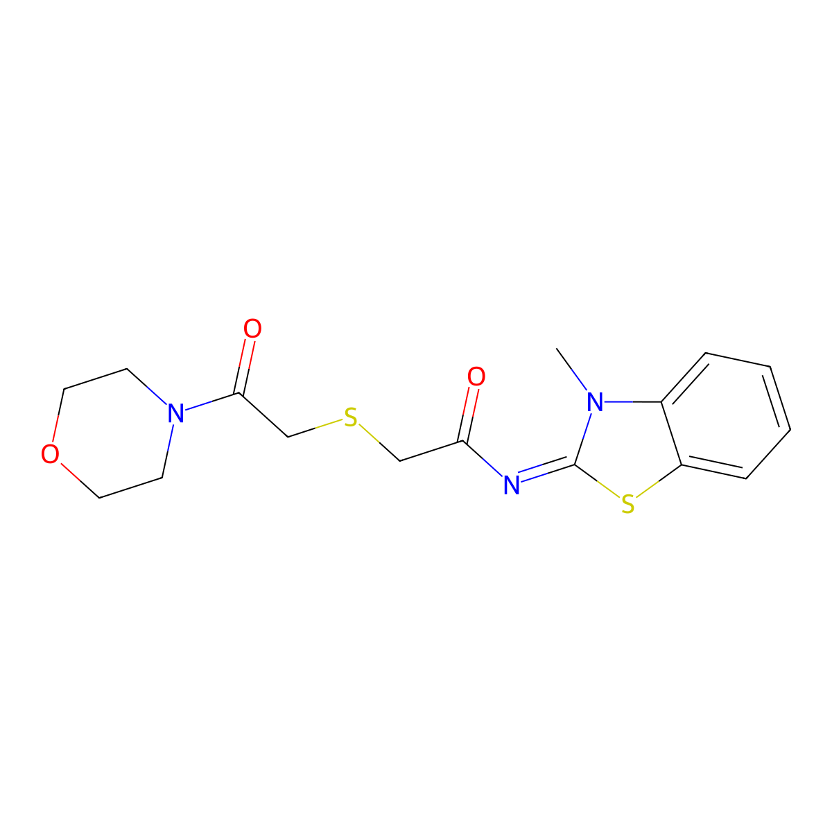 (Z)-N-(3-methylbenzo[d]thiazol-2(3H)-ylidene)-2-((2-morpholino-2-oxoethyl)thio)acetamide molecular structure, CAS 1164516-80-6
