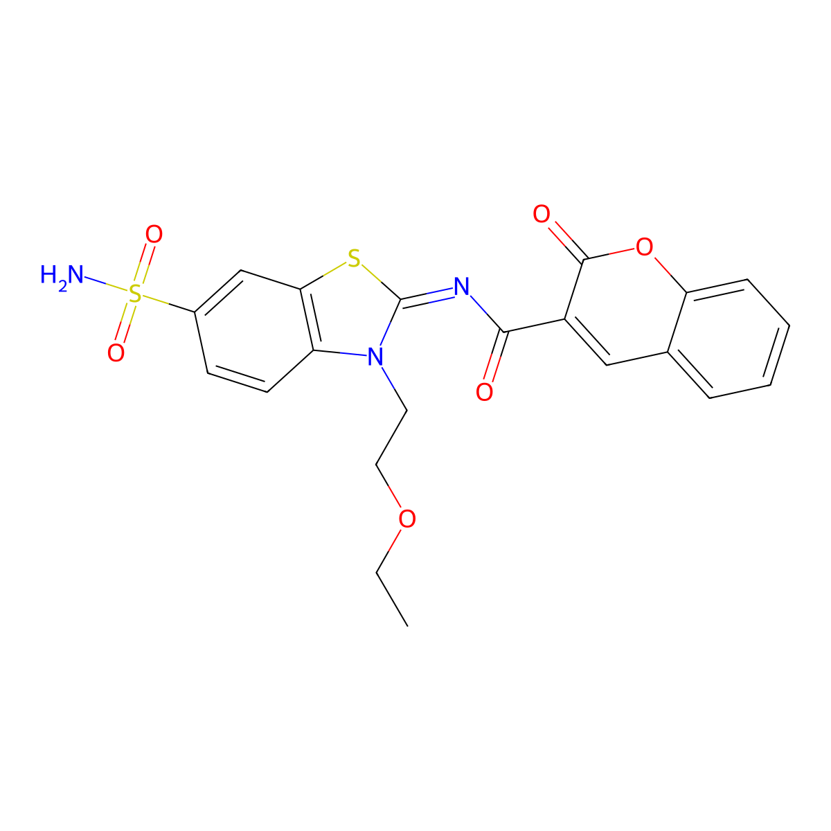 N-[3-(2-ethoxyethyl)-6-sulfamoyl-1,3-benzothiazol-2-ylidene]-2-oxochromene-3-carboxamide molecular structure, CAS 1164516-85-1