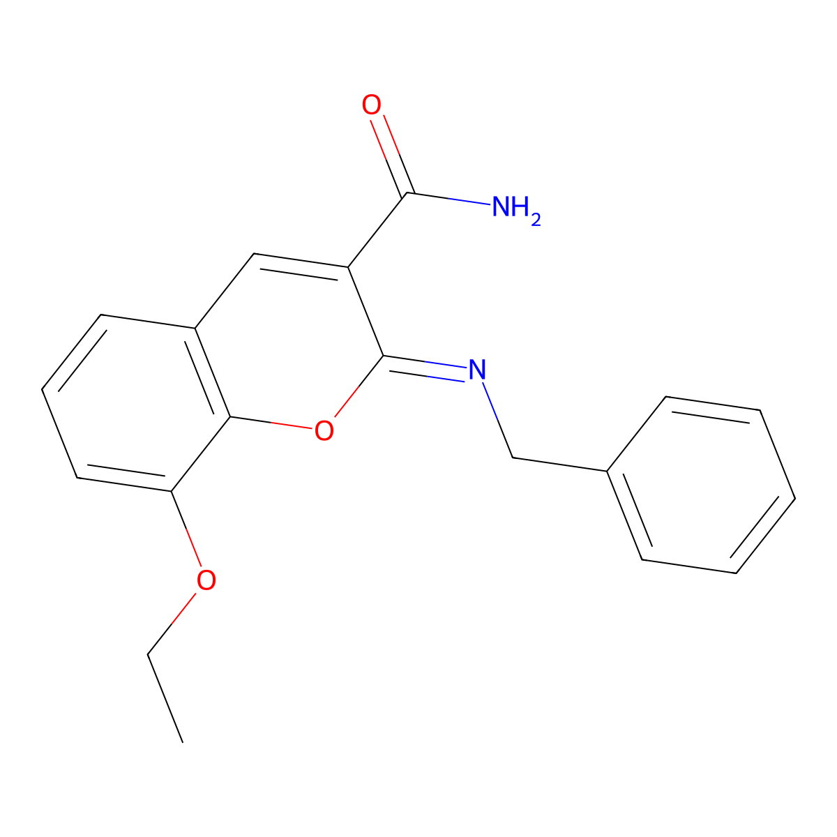 (2Z)-2-(benzylimino)-8-ethoxy-2H-chromene-3-carboxamide molecular structure, CAS 1164516-91-9