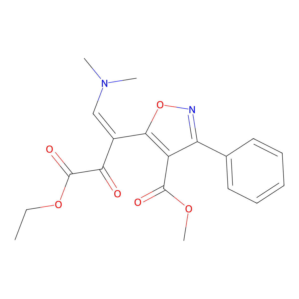 Methyl 5-[2-(dimethylamino)-1-(2-ethoxy-2-oxoacetyl)vinyl]-3-phenyl-4-isoxazolecarboxylate molecular structure, CAS 1164517-00-3