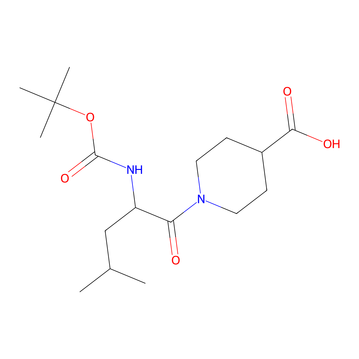 1-[(2S)-2-{[(tert-butoxy)carbonyl]amino}-4-methylpentanoyl]piperidine-4-carboxylic acid molecular structure, CAS 1164518-11-9