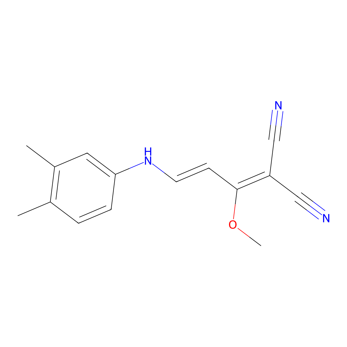 2-[3-(3,4-Dimethylanilino)-1-methoxy-2-propenylidene]malononitrile molecular structure, CAS 1164525-41-0