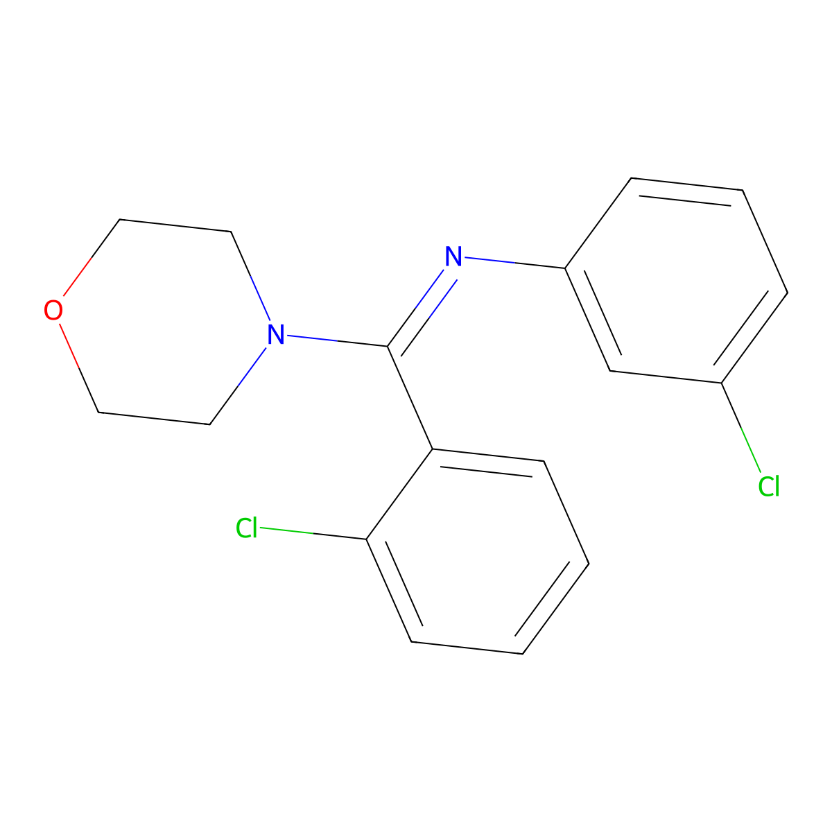 (Z)-3-Chloro-N-((2-chlorophenyl)(morpholino)methylene)aniline molecular structure, CAS 1164525-78-3