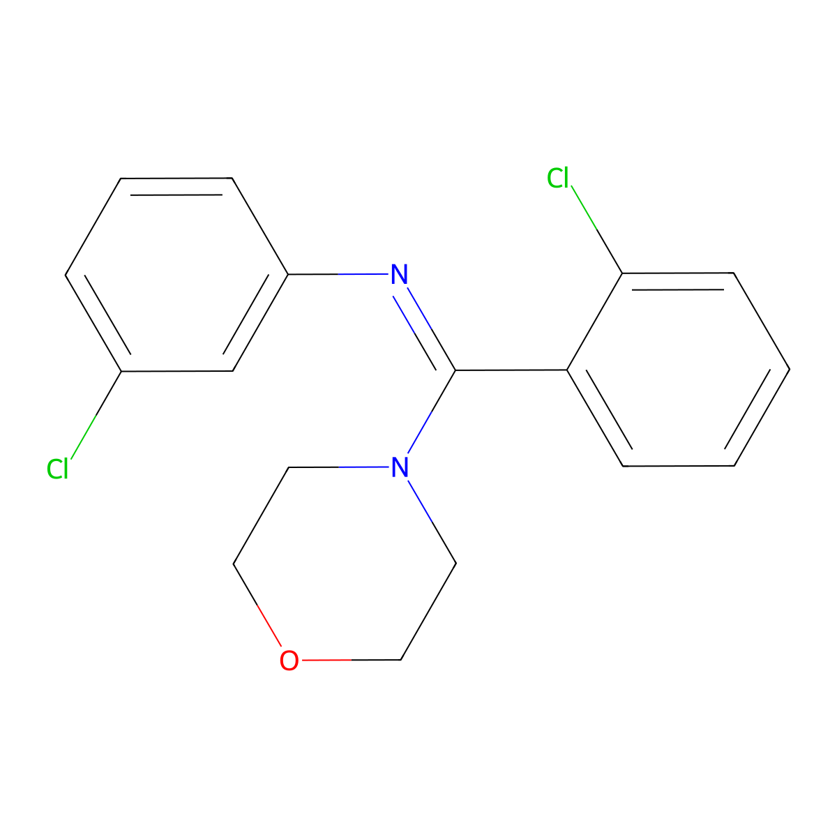 (Z)-3-Chloro-N-((2-chlorophenyl)(morpholino)methylene)aniline molecular structure, CAS 1164525-78-3