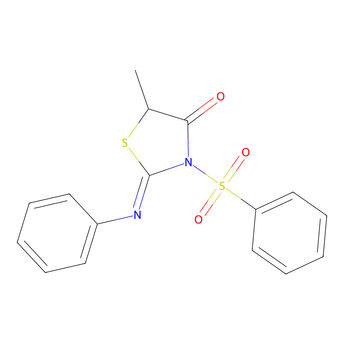 (Z)-5-methyl-2-(phenylimino)-3-(phenylsulfonyl)thiazolidin-4-one molecular structure, CAS 1164526-70-8