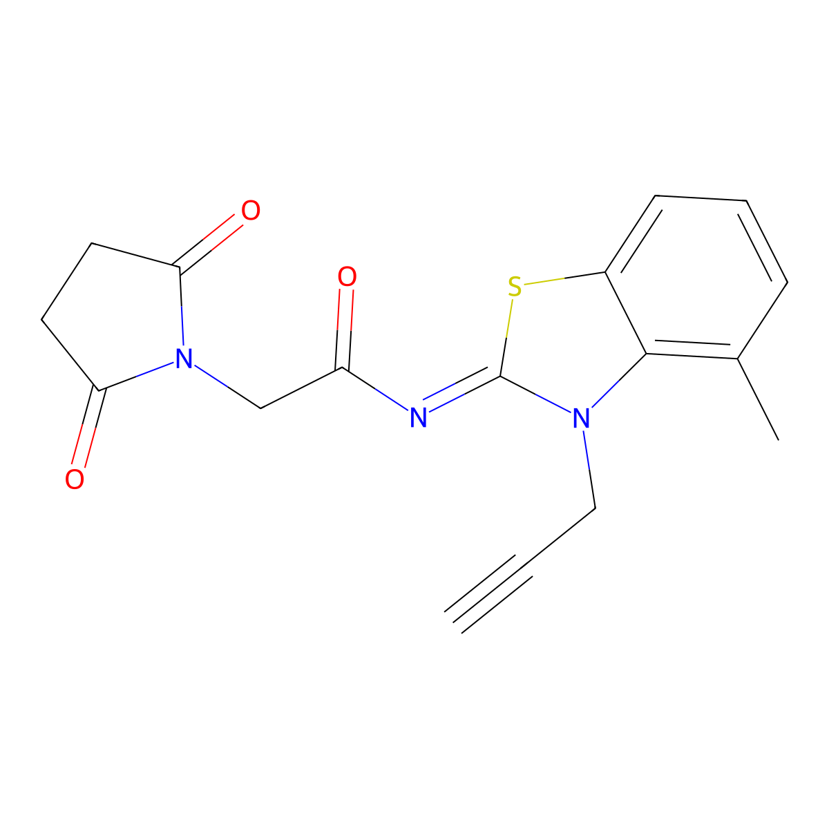 2-(2,5-dioxopyrrolidin-1-yl)-N-(4-methyl-3-prop-2-ynyl-1,3-benzothiazol-2-ylidene)acetamide molecular structure, CAS 1164527-40-5