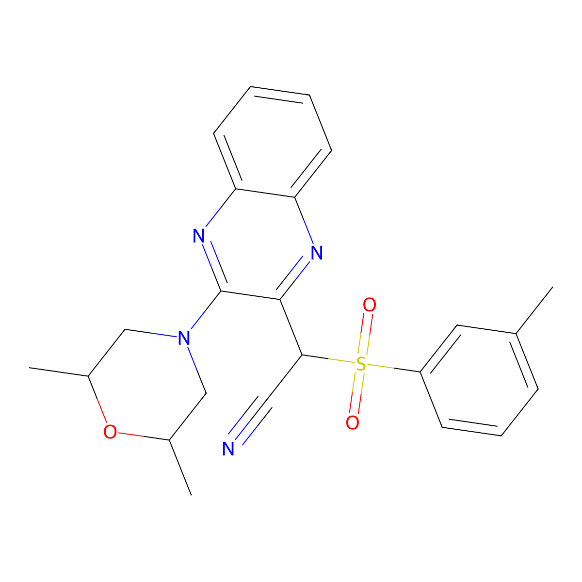 [3-(2,6-Dimethylmorpholin-4-yl)quinoxalin-2-yl][(3-methylphenyl)sulfonyl]acetonitrile molecular structure, CAS 1164527-83-6