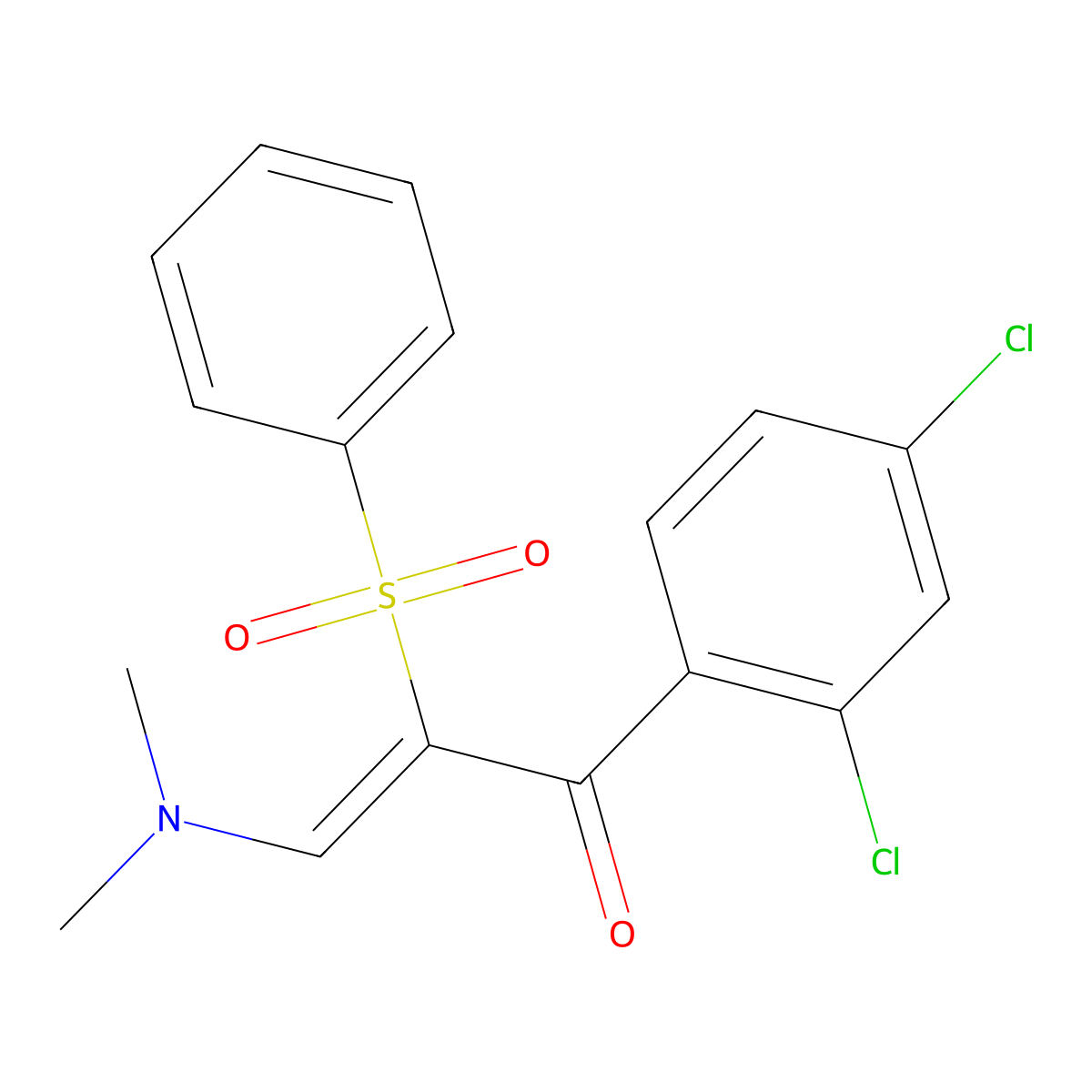 1-(2,4-Dichlorophenyl)-3-(dimethylamino)-2-(phenylsulfonyl)-2-propen-1-one molecular structure, CAS 1164528-38-4