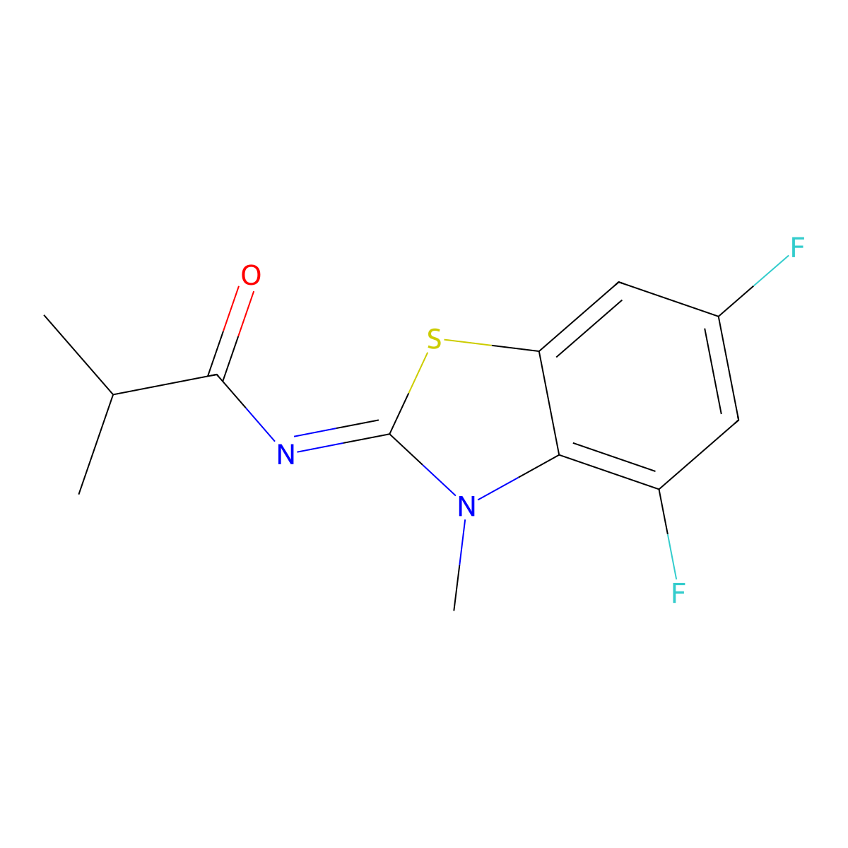 (Z)-N-(4,6-difluoro-3-methylbenzo[d]thiazol-2(3H)-ylidene)isobutyramide molecular structure, CAS 1164529-11-6