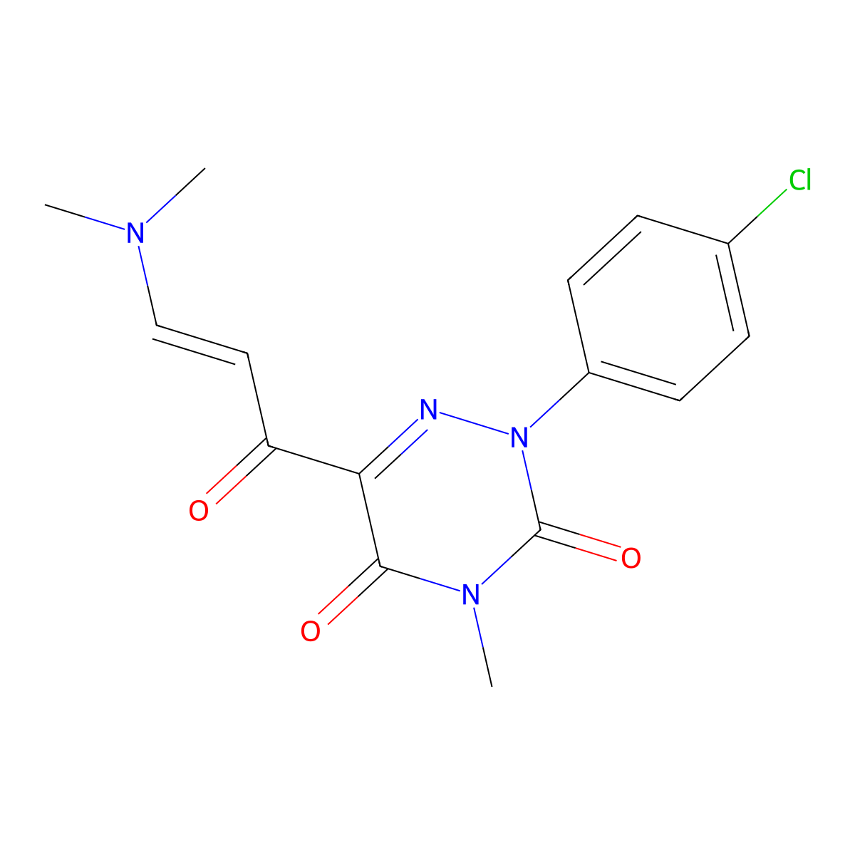 2-(4-chlorophenyl)-6-[3-(dimethylamino)acryloyl]-4-methyl-1,2,4-triazine-3,5(2H,4H)-dione molecular structure, CAS 1164529-87-6