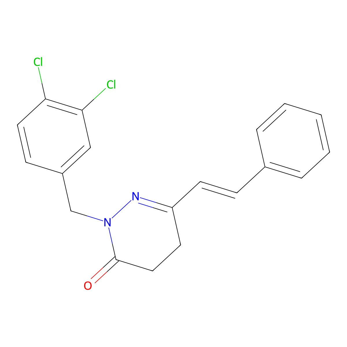 2-(3,4-dichlorobenzyl)-6-styryl-4,5-dihydro-3(2H)-pyridazinone molecular structure, CAS 1164529-92-3