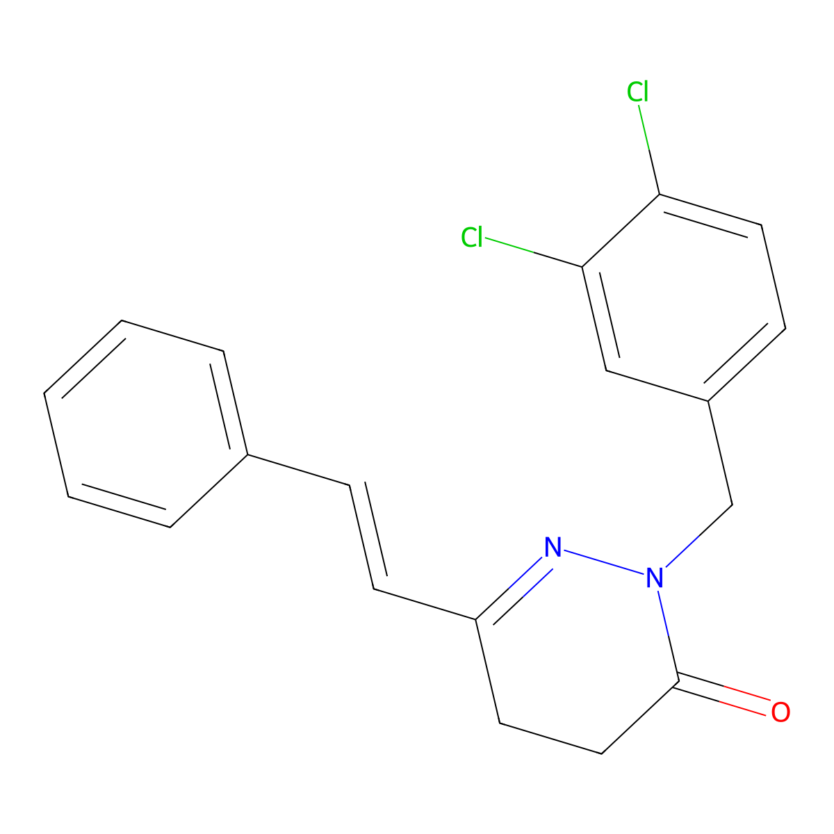 2-(3,4-dichlorobenzyl)-6-styryl-4,5-dihydro-3(2H)-pyridazinone molecular structure, CAS 1164529-92-3