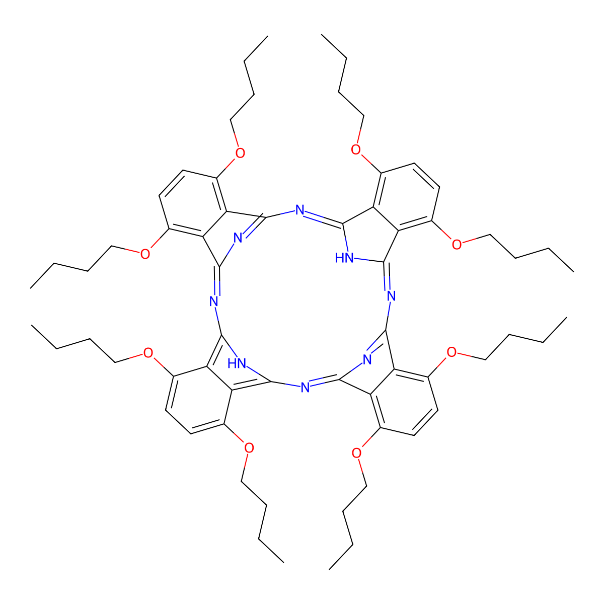 1,4,8,11,15,18,22,25-Octa-n-butoxyphthalocyanine molecular structure, CAS 116453-73-7