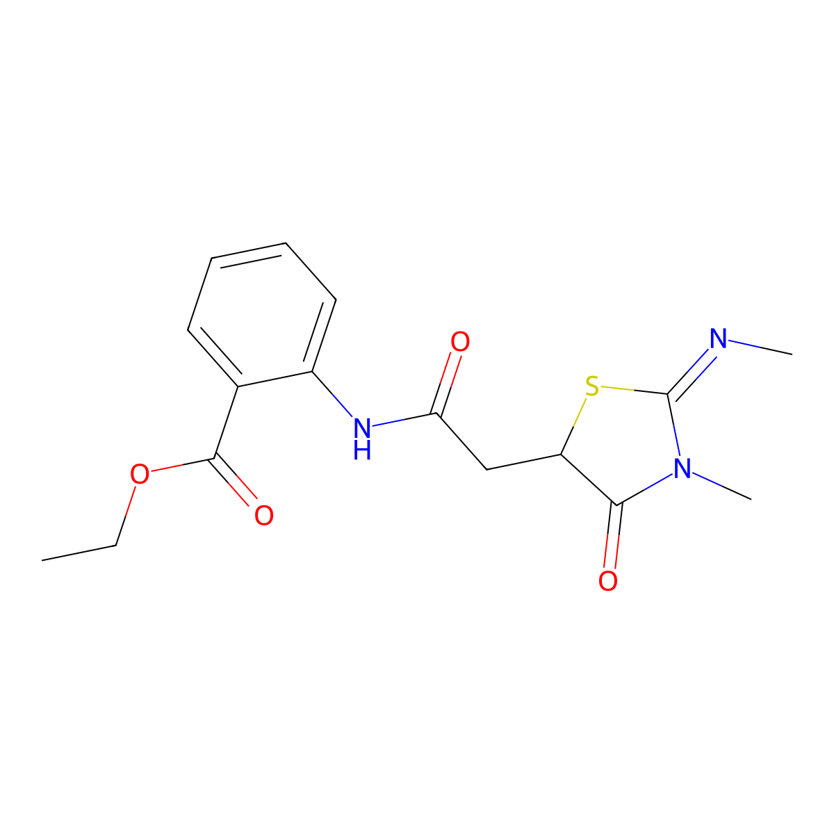 2-[[2-(3-Methyl-2-methylimino-4-oxo-5-thiazolidinyl)-1-oxoethyl]amino]benzoic acid ethyl ester molecular structure, CAS 1164530-49-7