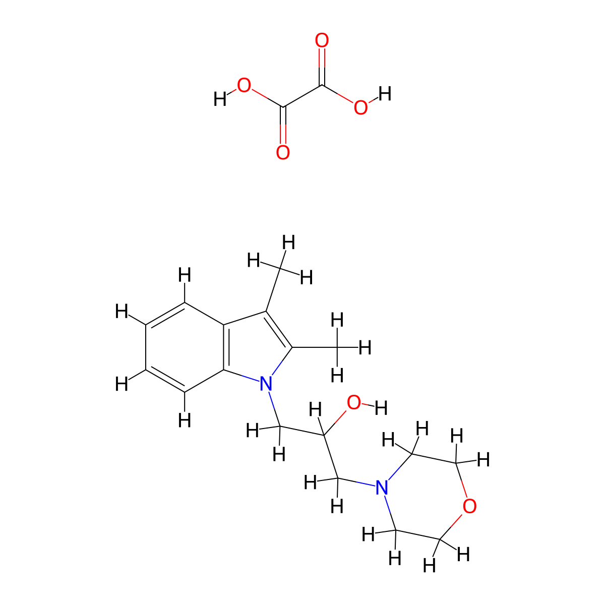 1-(2,3-dimethyl-1H-indol-1-yl)-3-morpholinopropan-2-ol oxalate molecular structure, CAS 1164530-88-4
