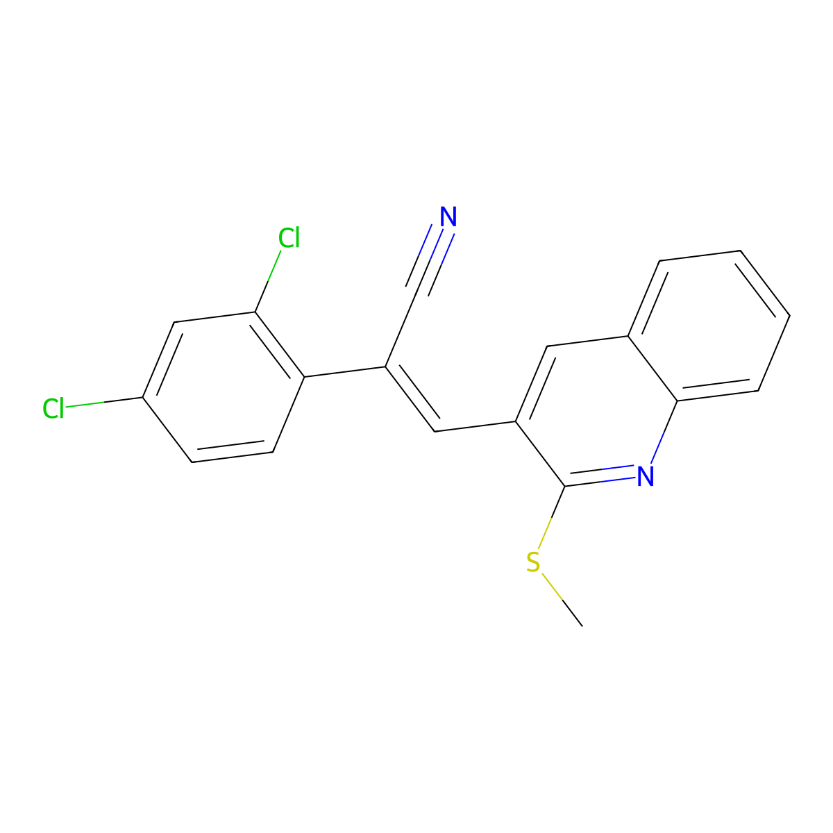 (Z)-2-(2,4-dichlorophenyl)-3-[2-(methylsulfanyl)-3-quinolinyl]-2-propenenitrile molecular structure, CAS 1164533-11-2