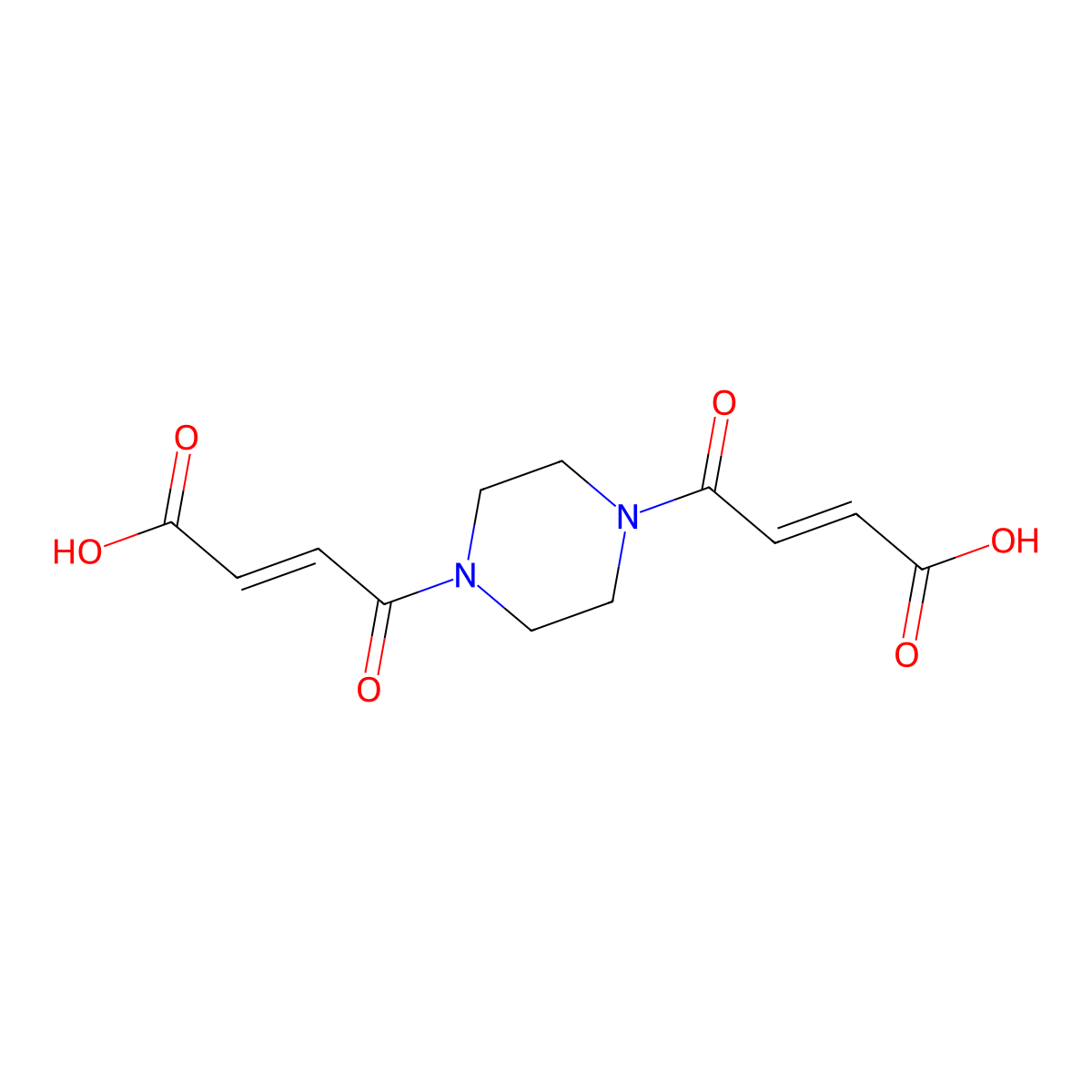 (E)-4-{4-[(E)-4-Hydroxy-4-oxo-2-butenoyl]-1-piperazinyl}-4-oxo-2-butenoic acid molecular structure, CAS 1164534-01-3