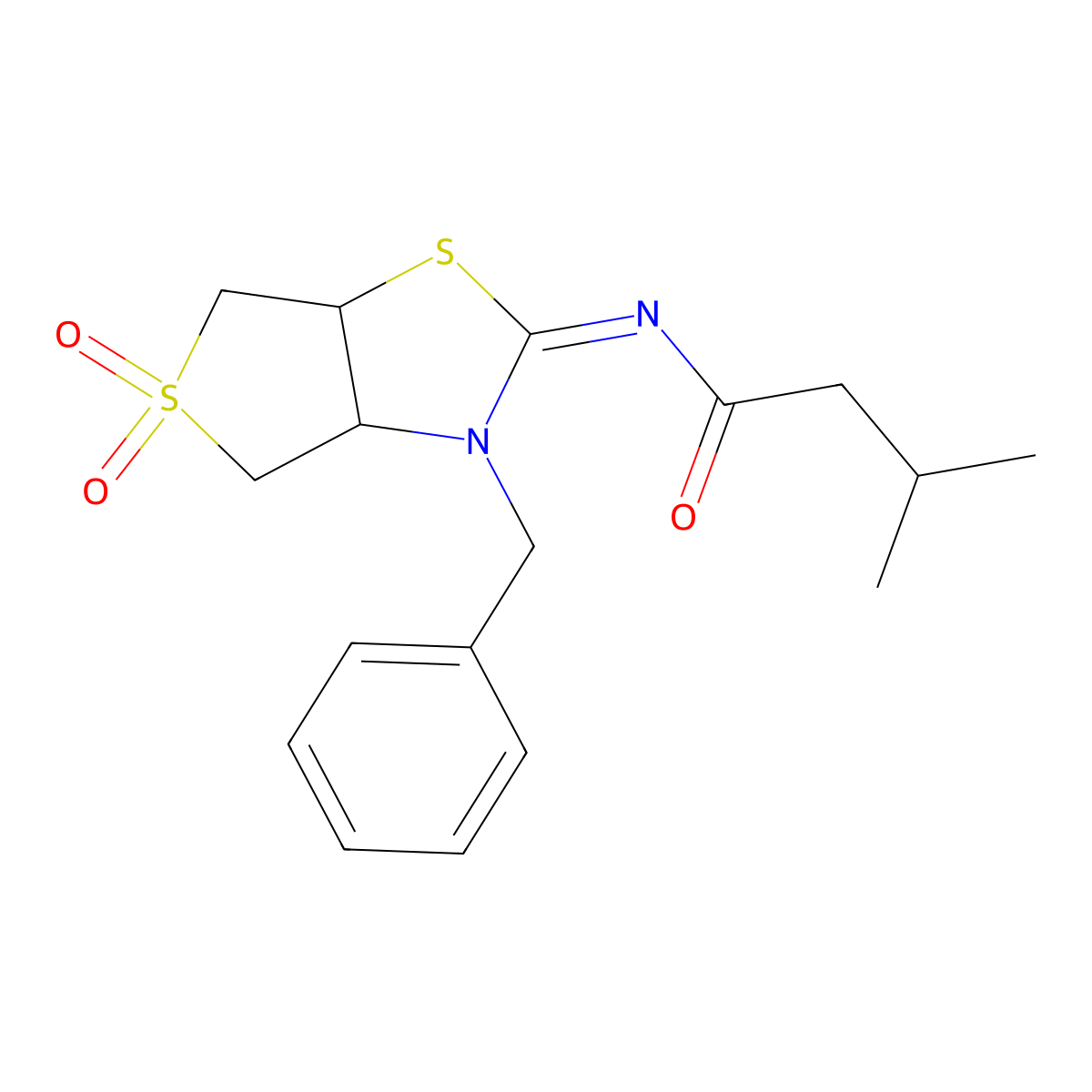 N-[(2Z)-3-benzyl-5,5-dioxidotetrahydrothieno[3,4-d][1,3]thiazol-2(3H)-ylidene]-3-methylbutanamide molecular structure, CAS 1164534-64-8