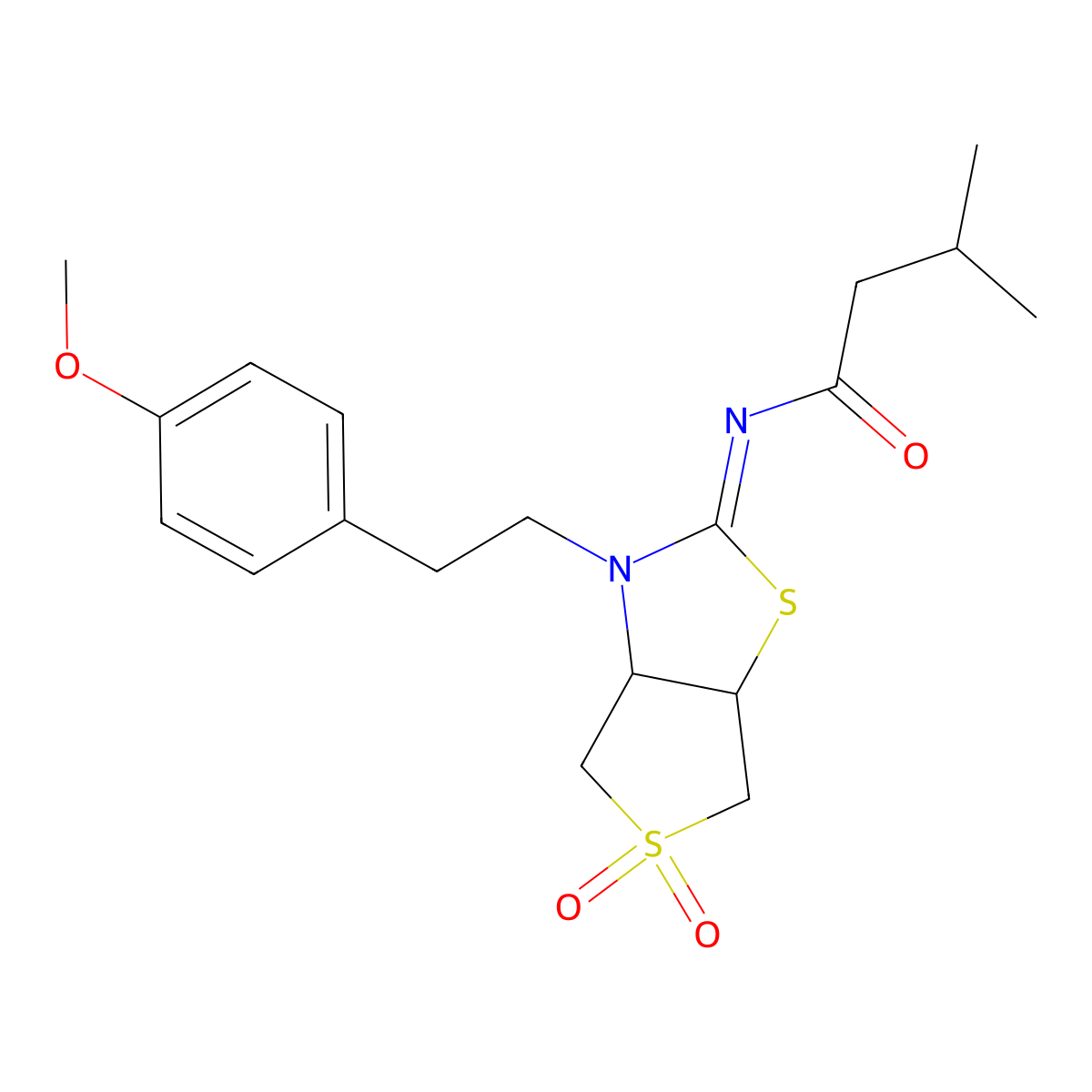 N-[(2Z)-3-[2-(4-methoxyphenyl)ethyl]-5,5-dioxidotetrahydrothieno[3,4-d][1,3]thiazol-2(3H)-ylidene]-3-methylbutanamide molecular structure, CAS 1164534-73-9