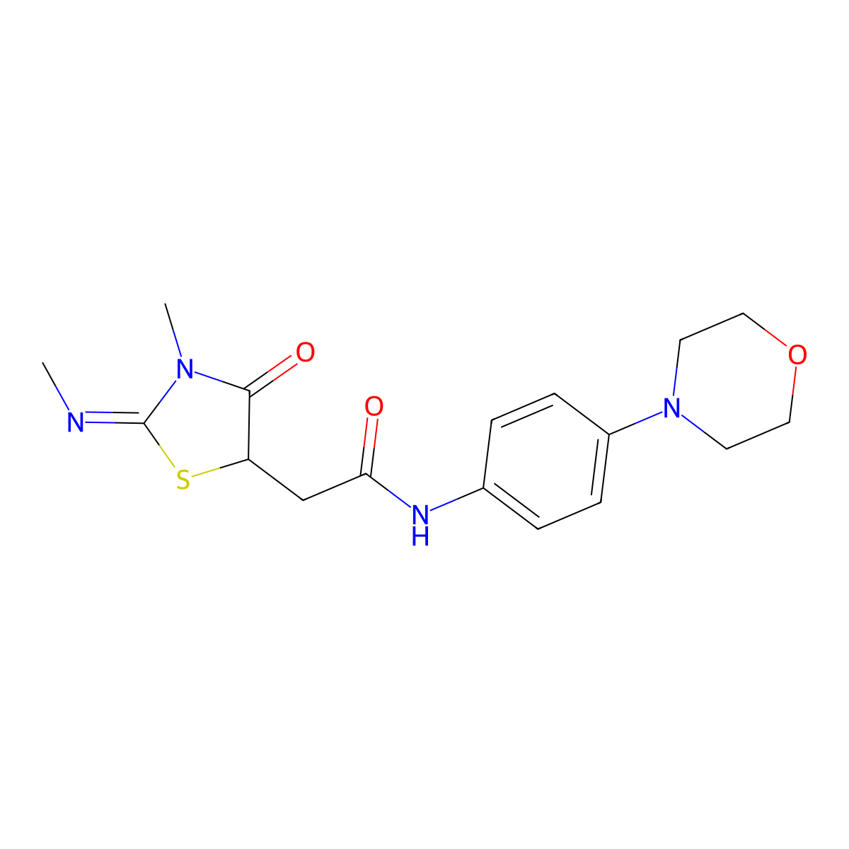 2-[3-methyl-2-(methylimino)-4-oxo-1,3-thiazolidin-5-yl]-N-[4-(4-morpholinyl)phenyl]acetamide molecular structure, CAS 1164535-23-2