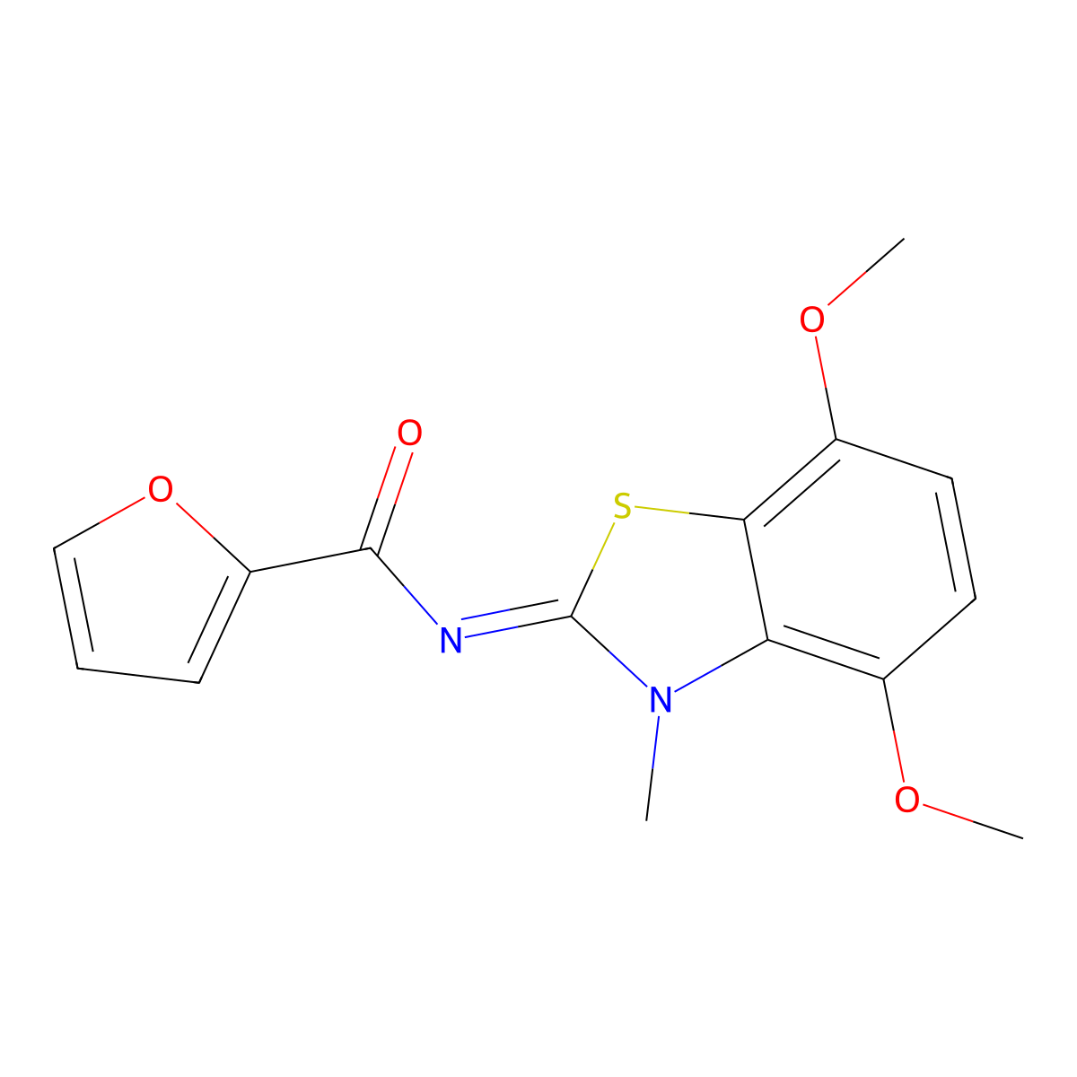 (Z)-N-(4,7-dimethoxy-3-methylbenzo[d]thiazol-2(3H)-ylidene)furan-2-carboxamide molecular structure, CAS 1164535-67-4