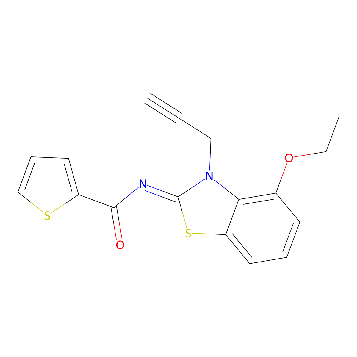 N-(4-ethoxy-3-prop-2-ynyl-1,3-benzothiazol-2-ylidene)thiophene-2-carboxamide molecular structure, CAS 1164535-85-6
