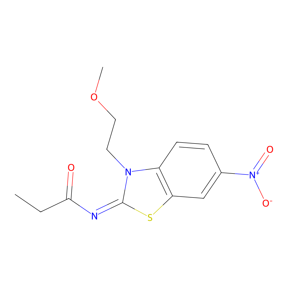 (Z)-N-(3-(2-methoxyethyl)-6-nitrobenzo[d]thiazol-2(3H)-ylidene)propionamide molecular structure, CAS 1164535-97-0