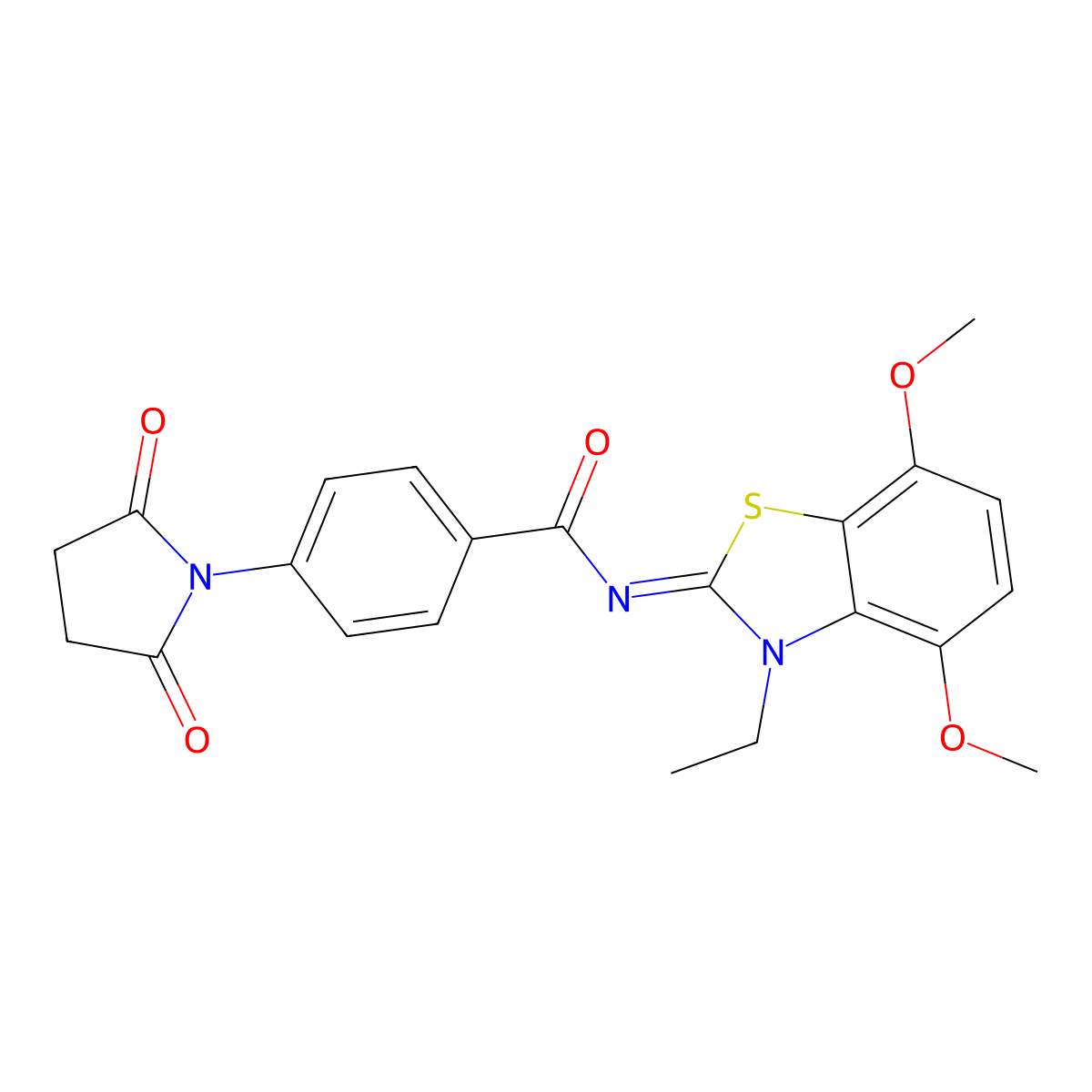 (Z)-4-(2,5-dioxopyrrolidin-1-yl)-N-(3-ethyl-4,7-dimethoxybenzo[d]thiazol-2(3H)-ylidene)benzamide molecular structure, CAS 1164536-00-8