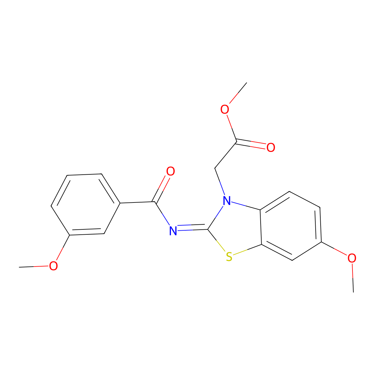 (Z)-methyl 2-(6-methoxy-2-((3-methoxybenzoyl)imino)benzo[d]thiazol-3(2H)-yl)acetate molecular structure, CAS 1164536-08-6