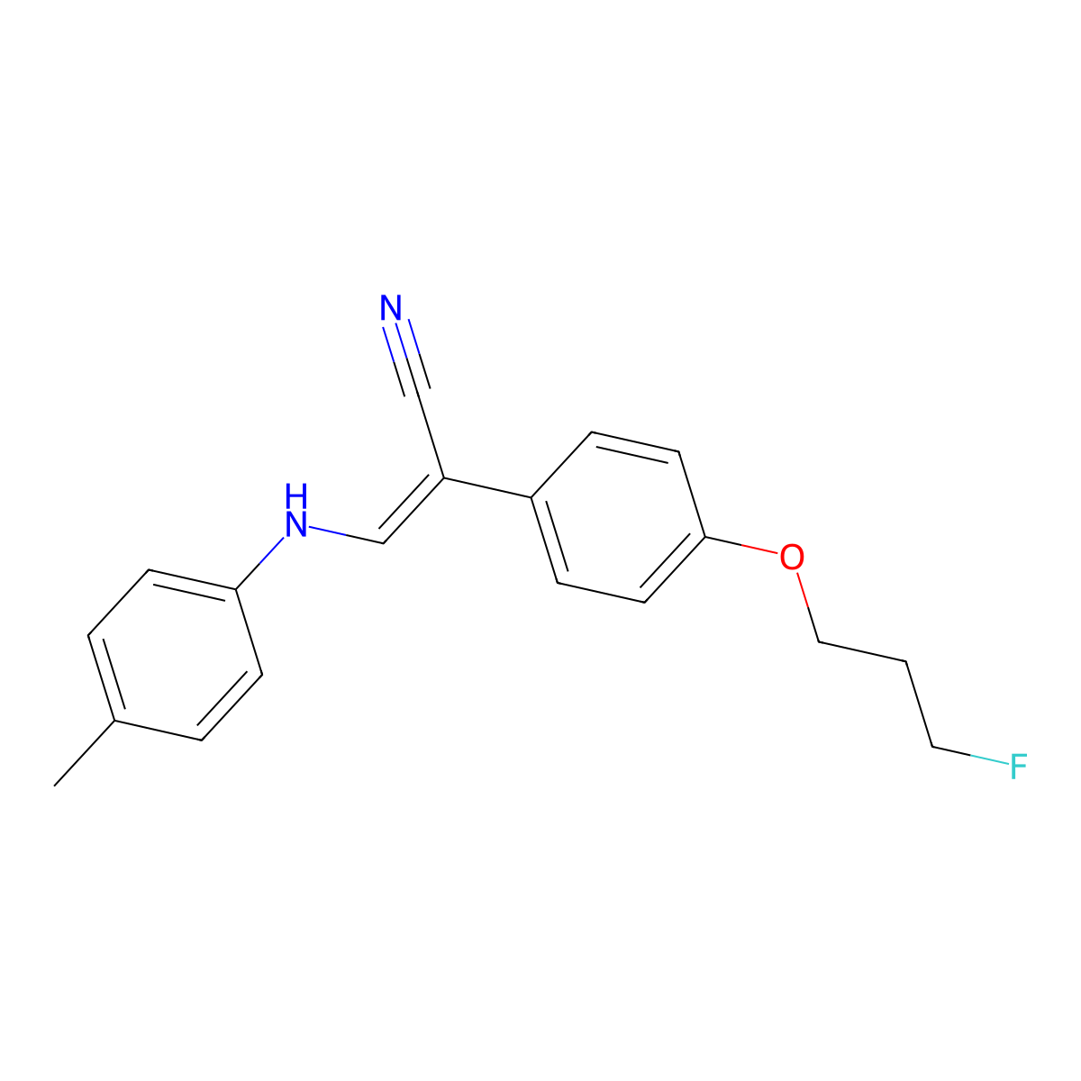 (Z)-2-[4-(3-fluoropropoxy)phenyl]-3-(4-toluidino)-2-propenenitrile molecular structure, CAS 1164536-11-1