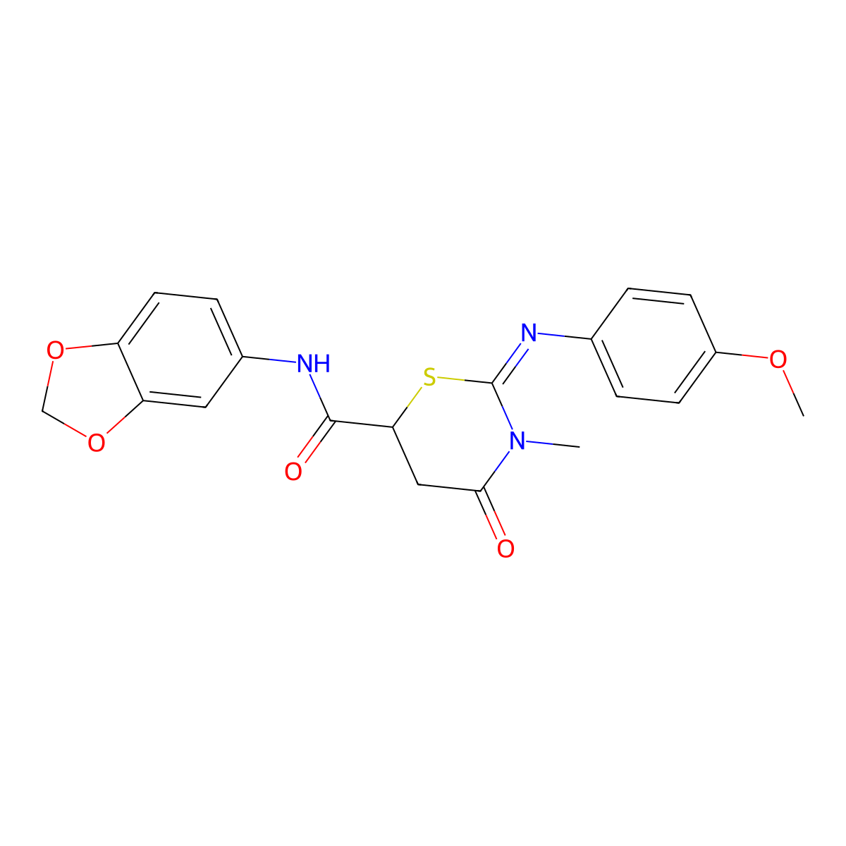 (2Z)-N-(1,3-benzodioxol-5-yl)-2-[(4-methoxyphenyl)imino]-3-methyl-4-oxo-1,3-thiazinane-6-carboxamide molecular structure, CAS 1164536-64-4