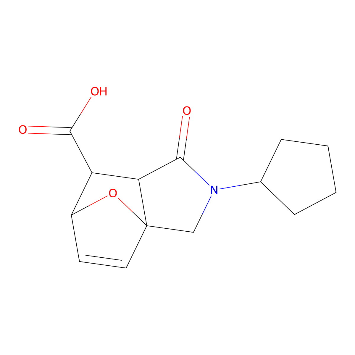 2-Cyclopentyl-1-oxo-1,2,3,6,7,7a-hexahydro-3a,6-epoxyisoindole-7-carboxylic acid molecular structure, CAS 1164538-84-4