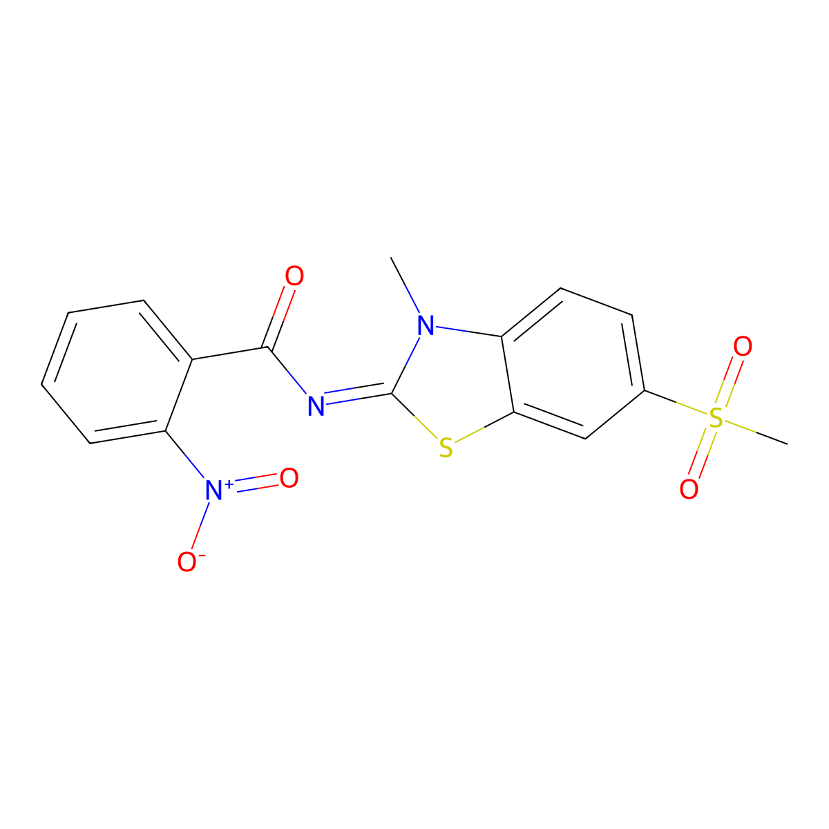 (Z)-N-(3-methyl-6-(methylsulfonyl)benzo[d]thiazol-2(3H)-ylidene)-2-nitrobenzamide molecular structure, CAS 1164539-54-1
