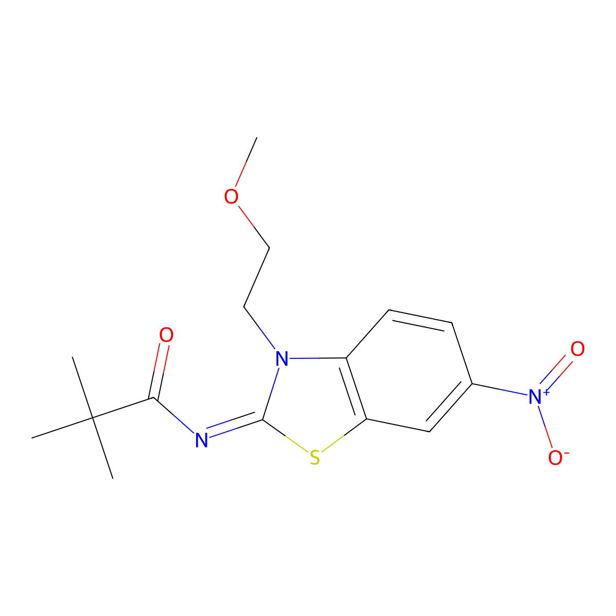 (Z)-N-(3-(2-methoxyethyl)-6-nitrobenzo[d]thiazol-2(3H)-ylidene)pivalamide molecular structure, CAS 1164539-66-5