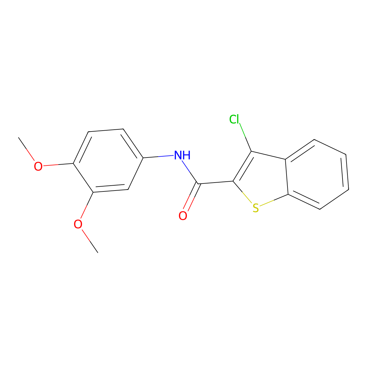 3-chloro-N-(3,4-dimethoxyphenyl)-1-benzothiophene-2-carboxamide molecular structure, CAS 116454-50-3